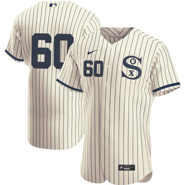 Men Chicago White Sox 60 No Name Cream stripe Dream version Elite Nike 2021 MLB Jerseys